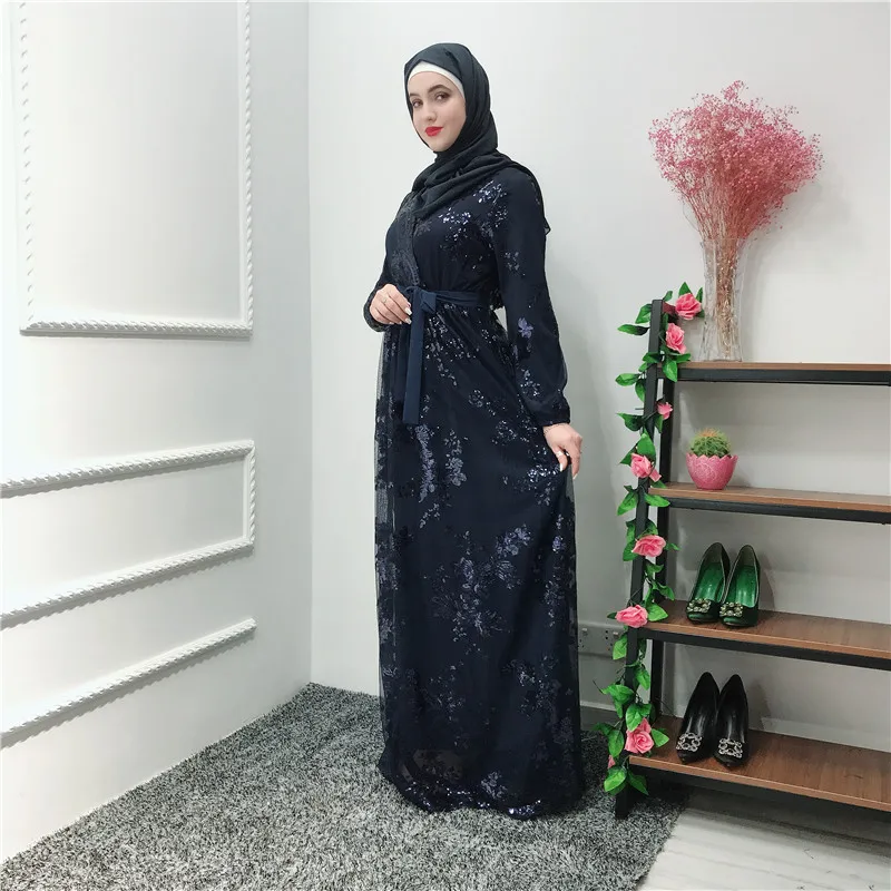 Sequin Vestidos Compridos abaya Kaftan Дубай Арабский хиджаб мусульманское платье кафтан ИД платья Рамадан Elbise Robe Femme Sukienki