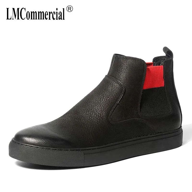 

Real leather high-top men's boots British Chelsea men's fashion Korean version Martin boots men all-match cowhide shoes male