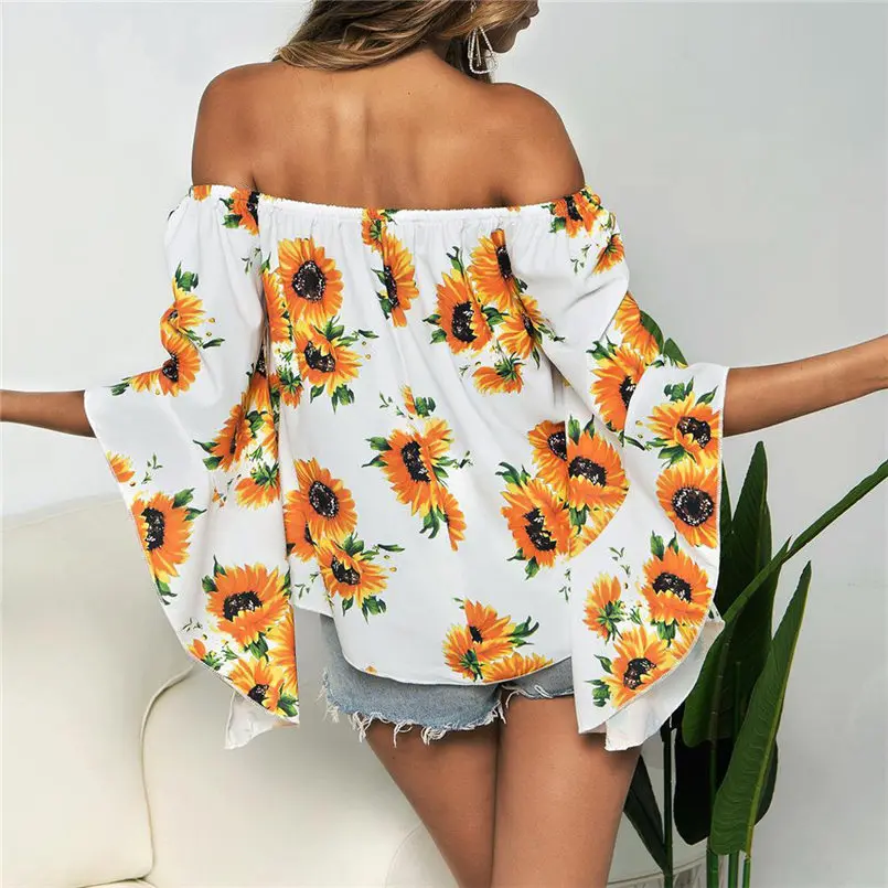 New Women Summer Plus Size Flower Print O-Neck Button Long Sleeve Linen Top T-Shirt Blouse Shirt Elegant Fashion New Tops #4R03 (8)
