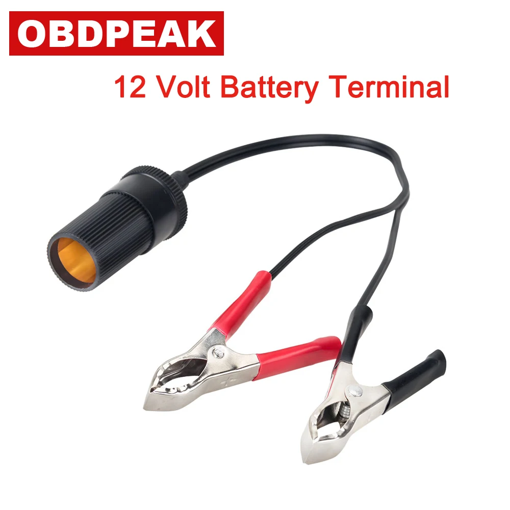 

12 Volt Battery Terminal Clip-on Cigar Cigarette Lighter Power Socket Adapter Plug to Car Boat Free Shipping
