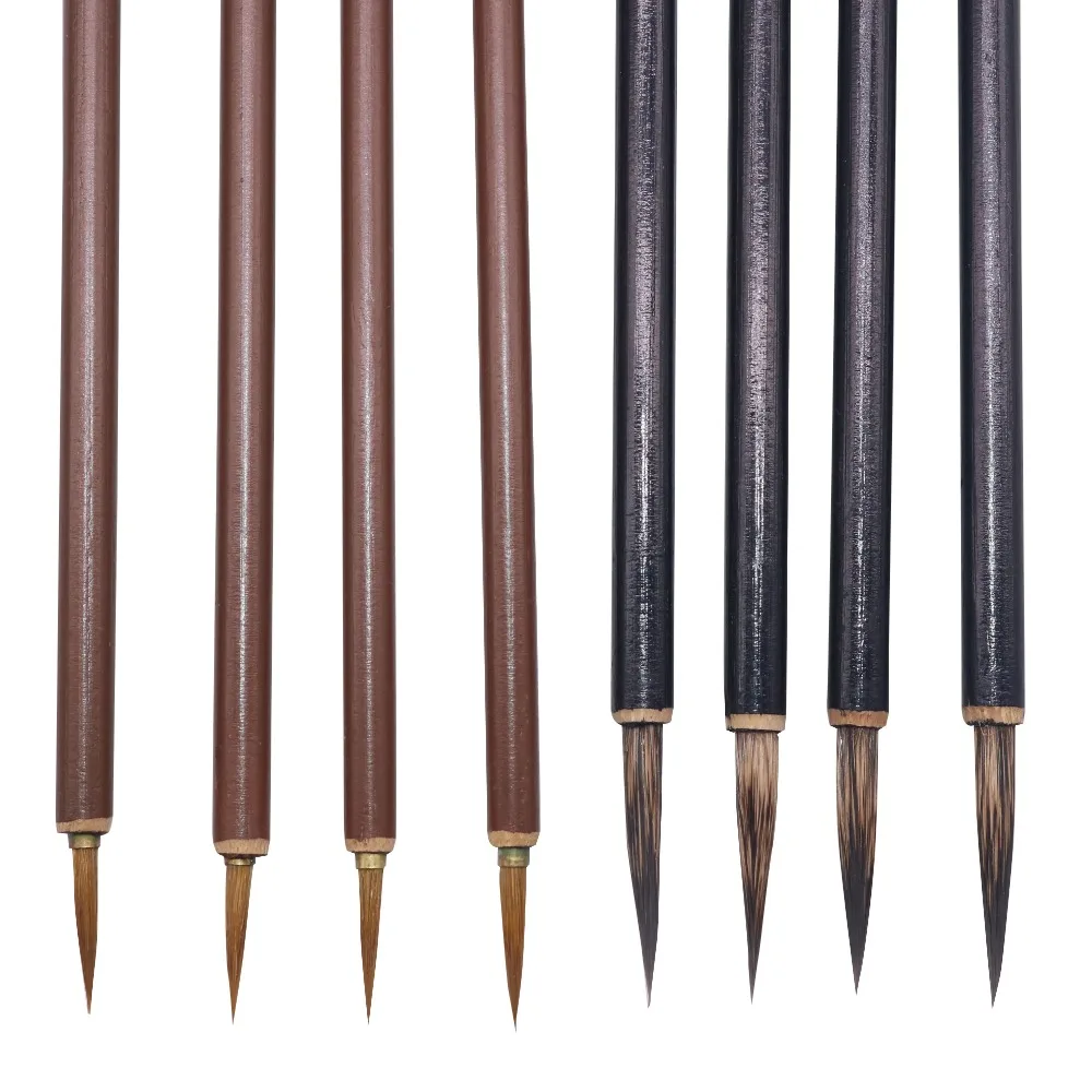 5 Pcs Brown Black Large Hook Line Pen Watercolor Brush Chinese Calligraphy Artist Art Student Learning Stationery Painting Tool