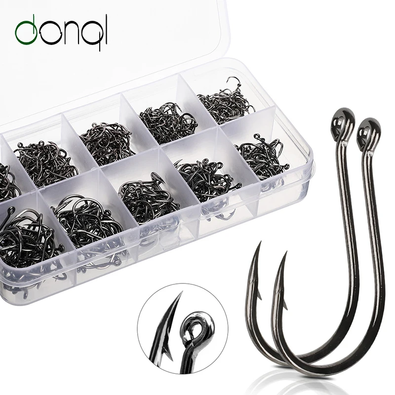 

DONQL 200-700pcs Fishing Hooks Barbed Single Circle Fishhook 3#-12# High Carbon Steel Carp Fly Fishing Hook Sea Accessories