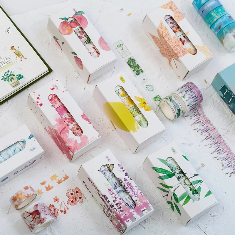 

5pcs/lot Fall Washi Tape Set Flower Masking Tape Decorative Kawaii Japanese Stationery Scrapbooking Office School Supplies