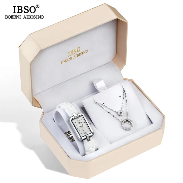 IBSO Brand Creative Quartz Women Watch Necklace Earring Combination Set Wristwatches Metal Strap Ladies Watches for Gift - Image 2