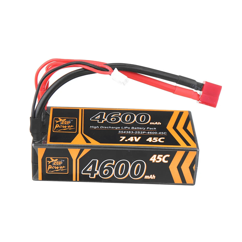 ZOP мощность 7,4 в 4600 мАч 45C 2S Lipo батарея T Разъем для RC HPI HSP 1/8 1/10 багги RC автомобиль осевой Scx10