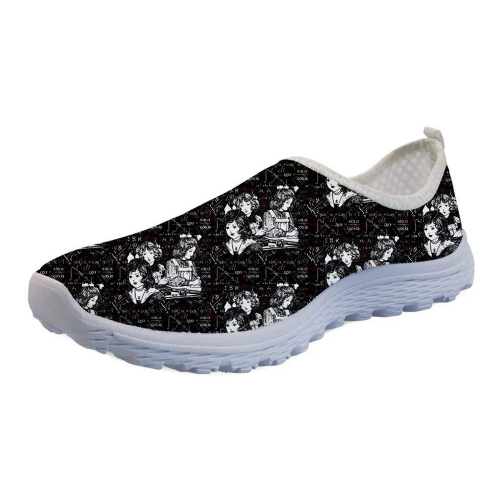

INSTANTARTS Non-Slip Flat Shoes Women Fashion Math Formula Summer Mesh Sneakers Casual Loafer Shoes Teenager Girl Walking Shoes