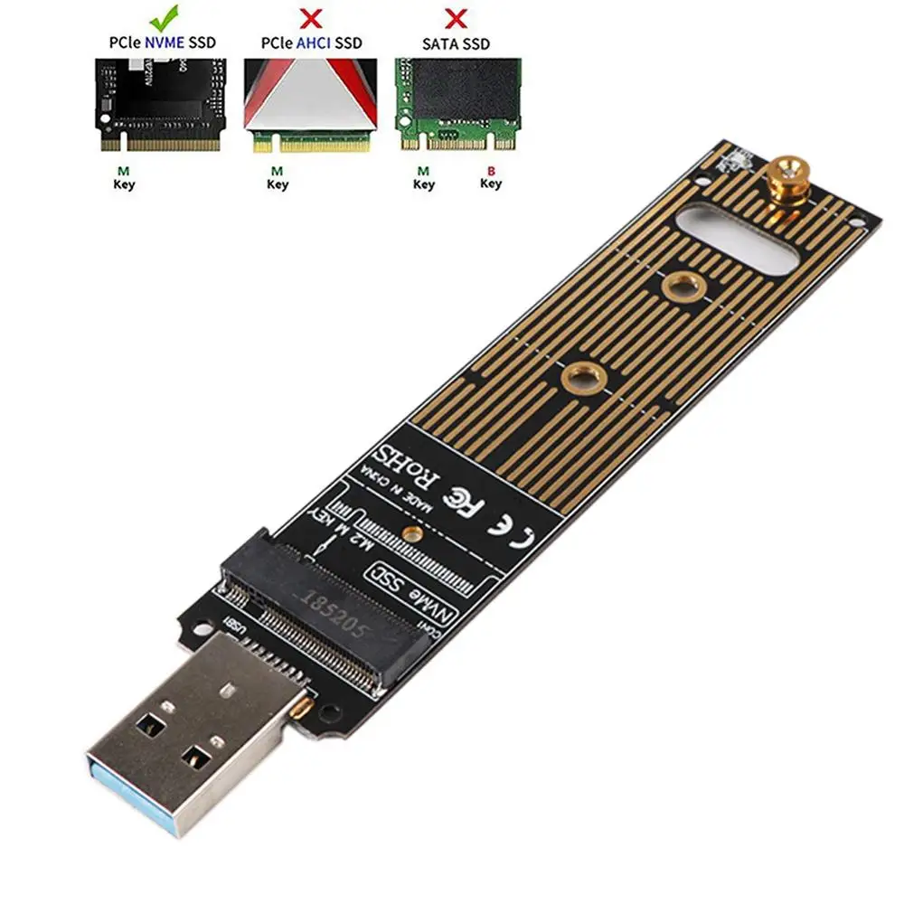 

NVME to USB Adapter M.2 SSD to Type-A Card High Performance 10 Gbps USB 3.1 Gen 2 Bridge Chip Support Windows XP /7/8 /10 MAC OS