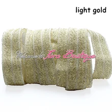 

New arrival light gold glitter thread fold over elastic for hair elastic, 100 yards/lot metallic foe