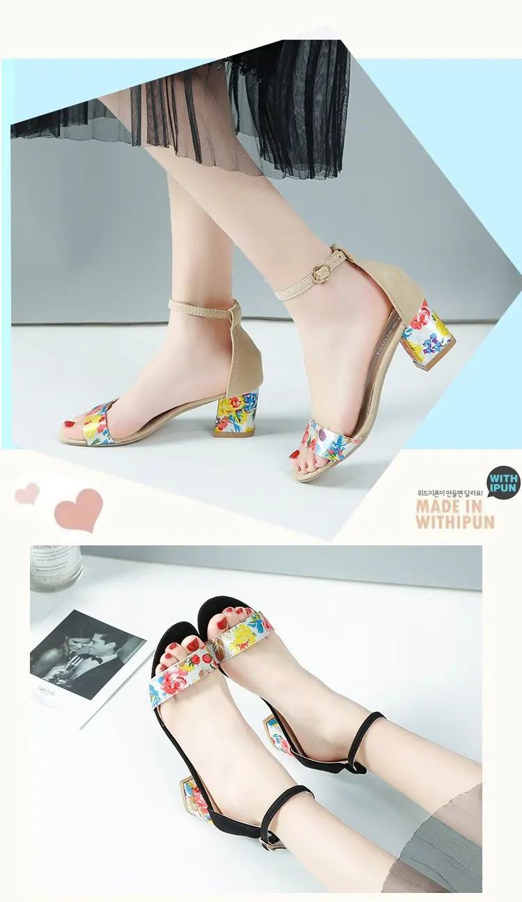 AIKE Азии новые летние женские сандалии модели печати Фея Ветер сандалии с пряжкой толстые с повседневная обувь пляжная обувь