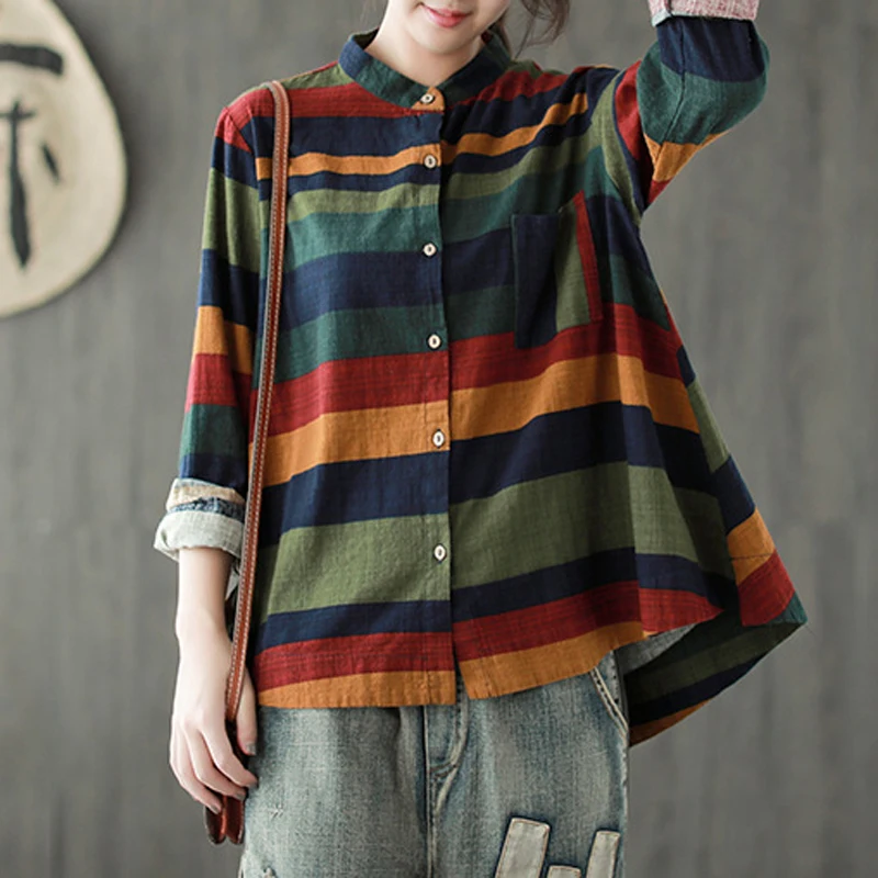 Vente Contraste Couleur Femmes Automne Chemises 2018 Automne Nouveau Single Breasted Manches Occasionnels de Femmes Blouses Tops Femme Blusas