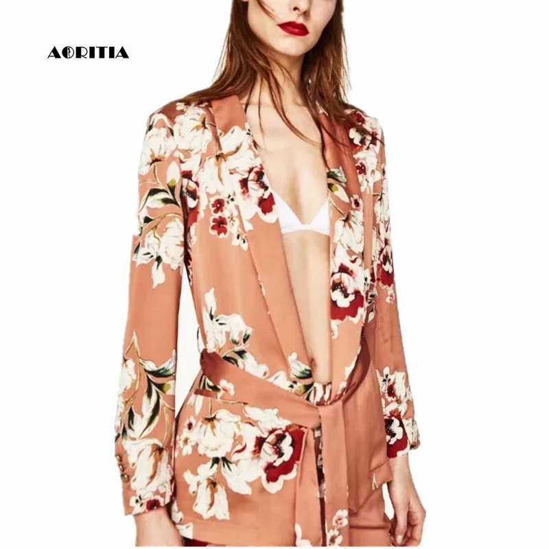 2017 Women Blazer Pants Set Floral Print Two Piece Women Long-sleeve Blazer Tops women Blazers and Jackets 2017 Women Blazer Pants Set Floral Print Two Piece Women Long-sleeve Blazer Tops women Blazers and Jackets