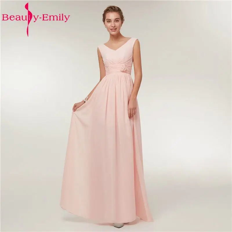 Beauty Emily Pink Long Simple Chiffon Evening Dresses 2019 Women Formal Long Evening Party Prom Dresses Evening Gowns Beauty Emily Pink Long Simple Chiffon Evening Dresses 2019 Women Formal Long Evening Party Prom Dresses Evening Gowns