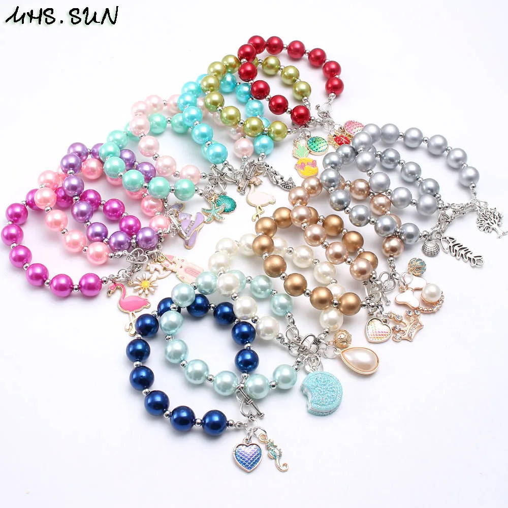 

MHS.SUN Mixed Girls Baby Beads Bracelets Bangles Fashion Charming Pendant Bracelets Child Kids Toddler Beaded Bracelets Colorful