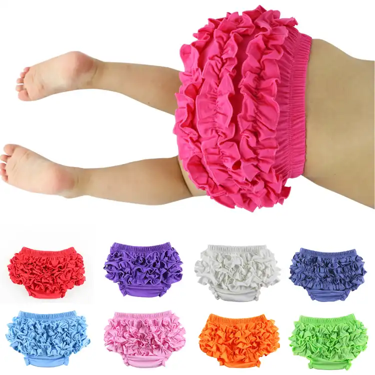 AYIYO Toddler Baby Girls Kids Cotton Linen Ruffle Bloomer Shorts Diaper Cover