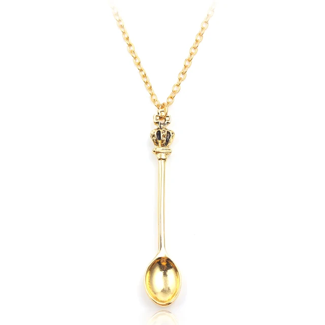 Wholesale 10pc Lot Necklace King Queen Crown Mini Tea Spoon Necklace Women Chain Long Necklaces Gothic Collier Femme Goth Collar Pendant Necklaces Aliexpress
