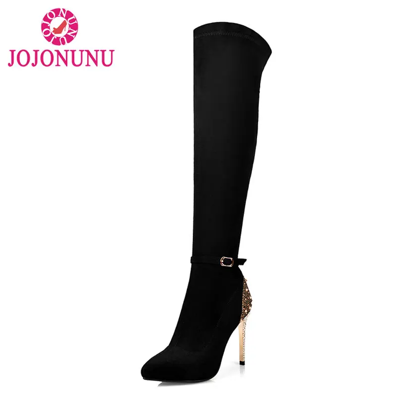 

FITWEE Women Boots Genuine Leather Over Knee Boots Ladies High Heel Pointed Toe Winter Zipper Heeled Women Shoes Size 33-41