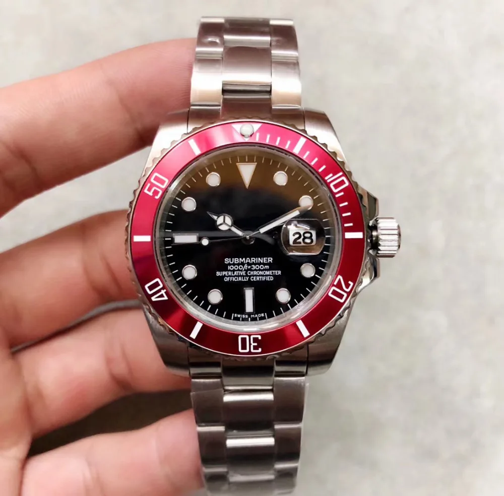 

Luxury Brand Men Watch 40mm 116610 Stainless Steel Red Ceramic Bezel Automatic Movement Mechanical watches Original-buckle watch