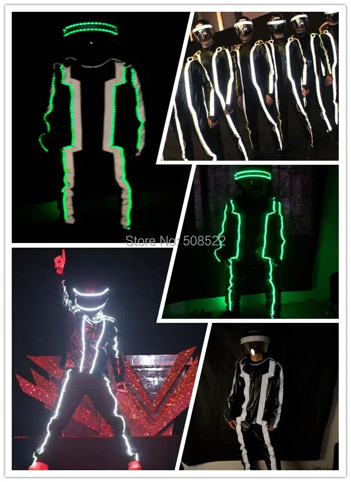 Special Price Illuminated costume EL wire Black ops bar ShangYan security guide guests concierge fashion show Size/ color customized
