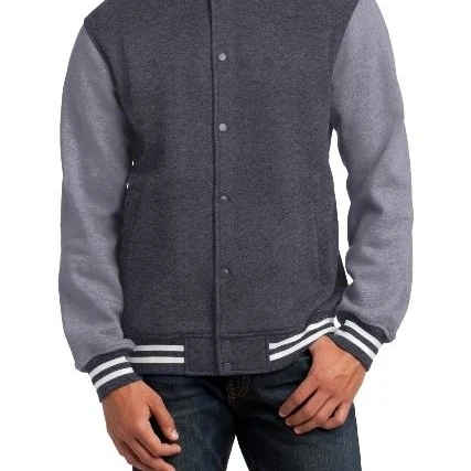 Sport-Tek ST270 Mens Fleece Letterman Jacket Graphite Heather & Vintage Heather - Small (1)