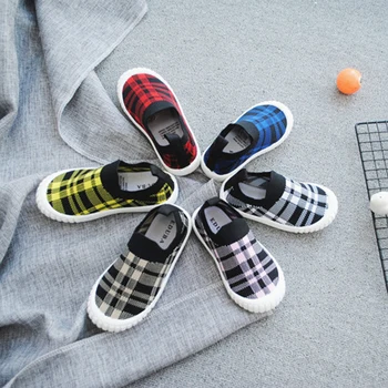 

Kid Canvas Shoes Plaid Pattern Children Fashion Hand-Washed Shoes Boy Sneakers Summer Canvas Shoes Trainers Kids School Footwear