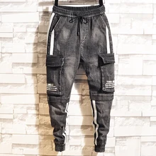 Новинка весны, мужские облегающие корейские брюки с несколькими карманами, персонализированные повседневные длинные штаны-шаровары