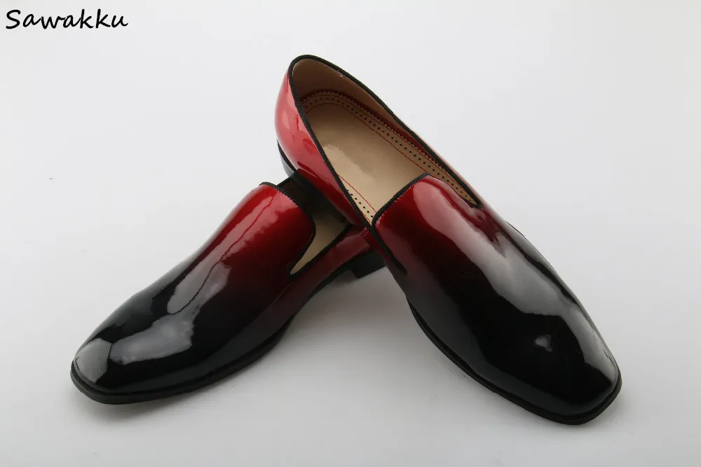 

Hot Discount Italian Designer Mens Chaussure Homme Patent Leather Flats Red-Black Bottom Gradient Men Dress Shoes Loafers Shoes