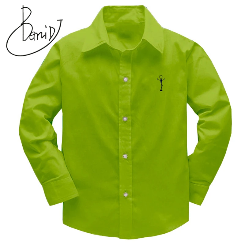 

Boys Shirts 2018 Children's Top Clothing Unisex Shirts 100% Cotton Solid Kids Long-Sleeved Geometric Boys Girls Shirts 100-160cm