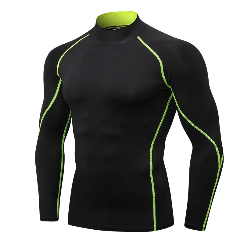 Дизайн, футболка для спортзала, бодибилдинг, для бега, Джерси, Спортивная футболка, Мужская одежда для улицы, для бега, компрессионная рубашка, Мужская Рашгард - Цвет: black green line