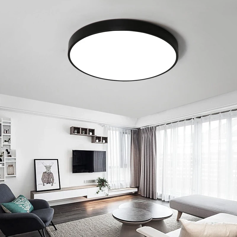 Ультратонкий Светодиодный круглый потолочный светильник, современный панельный светильник, светильник для гостиной, спальни, кухни+ пульт дистанционного управления