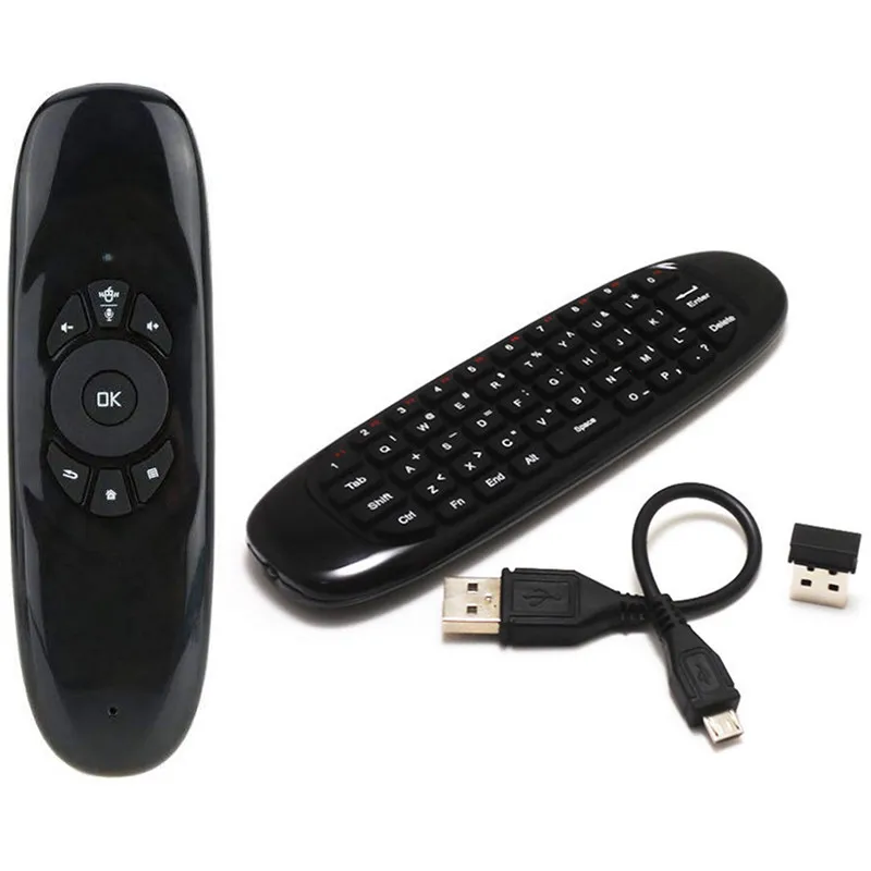 Русская английская C120 Fly Air mouse 2,4G мини беспроводная клавиатура перезаряжаемый пульт дистанционного управления с голосом для ПК Android tv Box