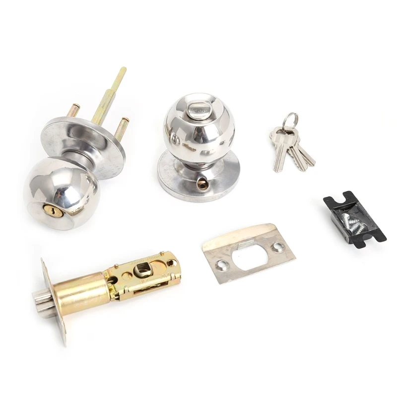 Round Door Handle Door Knobs Lock Stainless Steel Entrance Passage Door