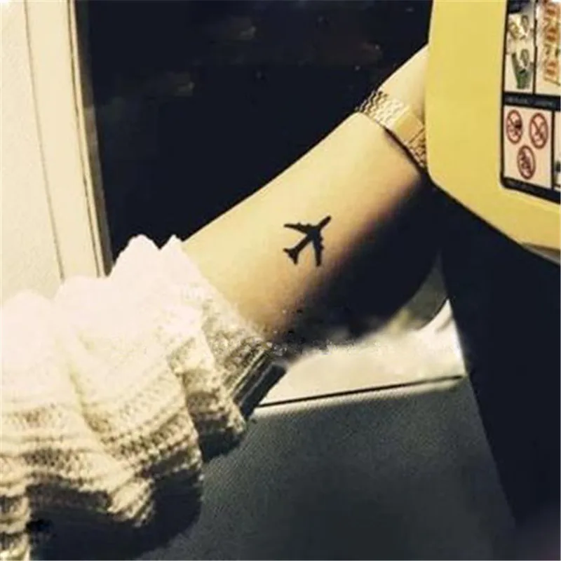 

Original Black aircraft plane Fake Tattoo Waterproof Temporary Arm Tatoo Stickers For Women Men Body Art Tattoos SYA014