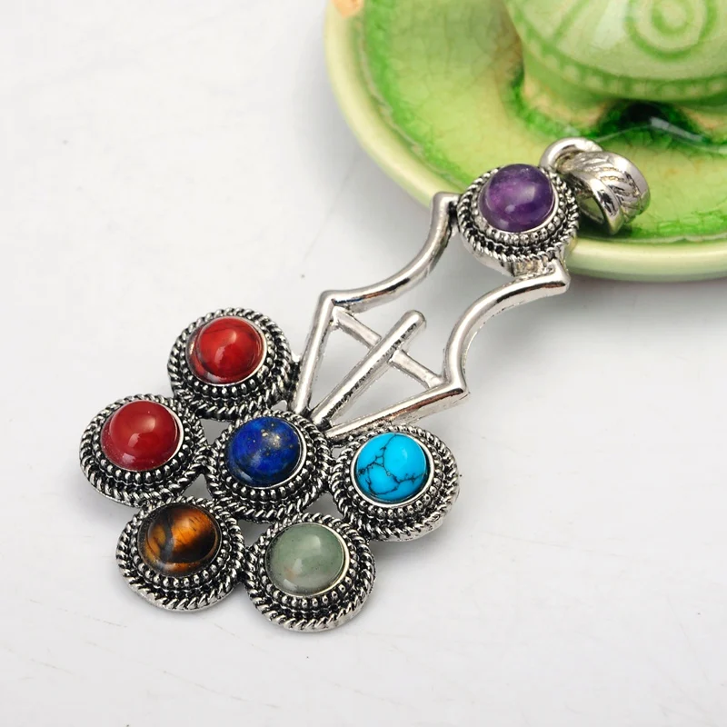 New Arrival Flower of Life Pendant 7 Chakra Stone Yoga Symbol Reiki Health Amulet Natural Necklace|Подвески| |