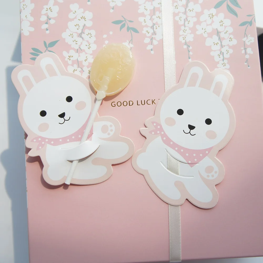 

multi-use 25pcs lollipop cover smile rabbit baby shower children birthday candy decorate party Christmas gift packaging DIY tag