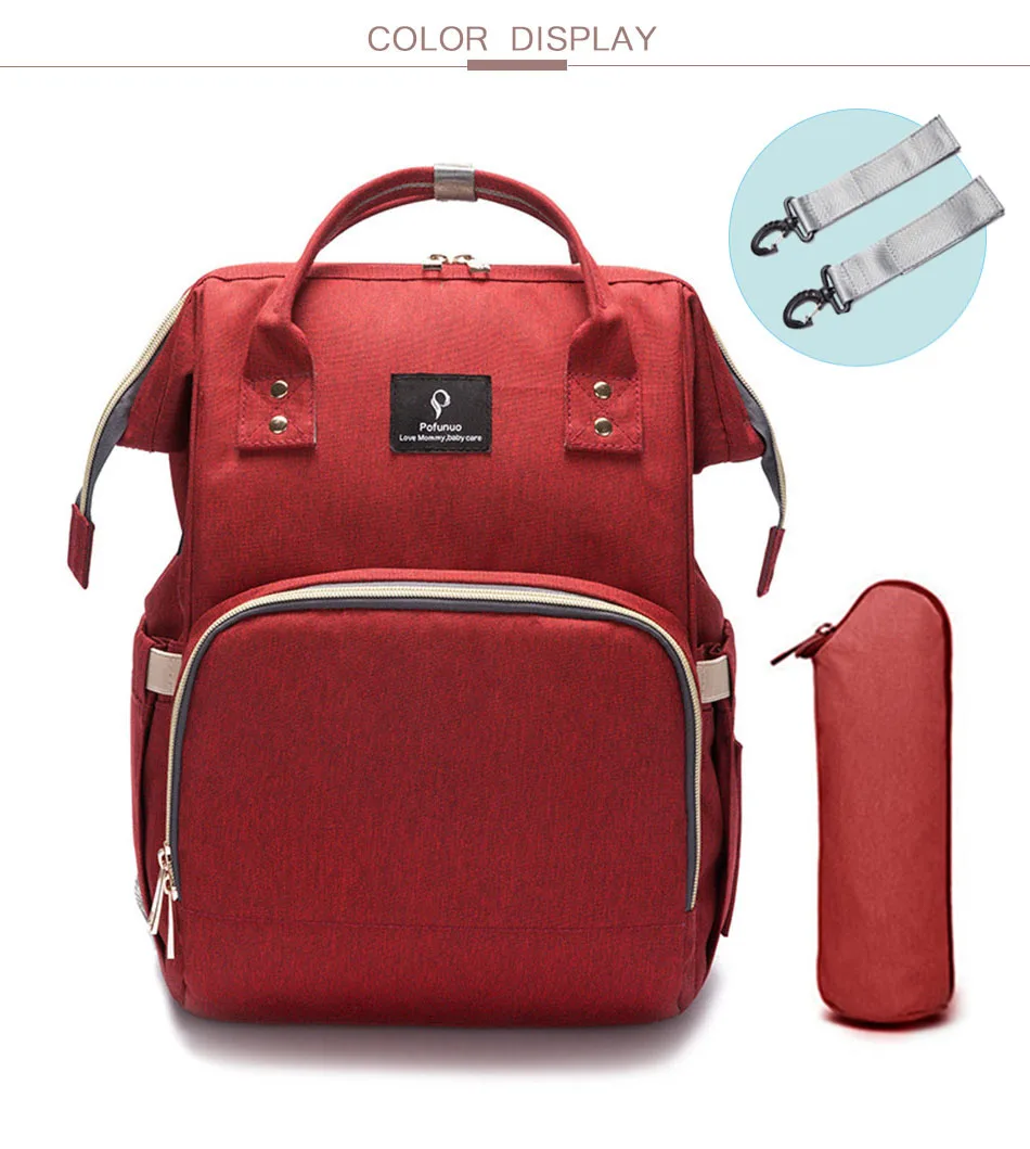 VRTREND сумка для подгузников с интерфейсом USB Большая вместительная Детская сумка для коляски водонепроницаемый рюкзак для кормления сумка для ухода за ребенком сумочка - Цвет: red