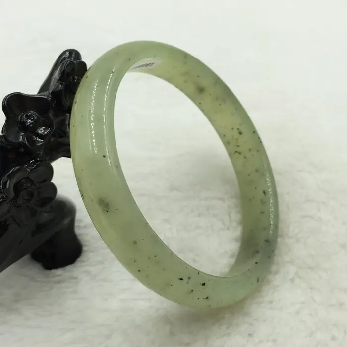 

61mm Vintage Certified Grade A Genuine Natural Green stone Bangle Bracelet 6091