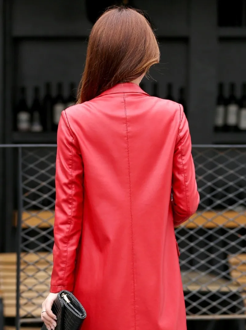 Осень 2019 новые Для женщин куртка из искусственной кожи женские мотоботы Slim Fit средней длины кожаные пальто женские верхняя одежда большой