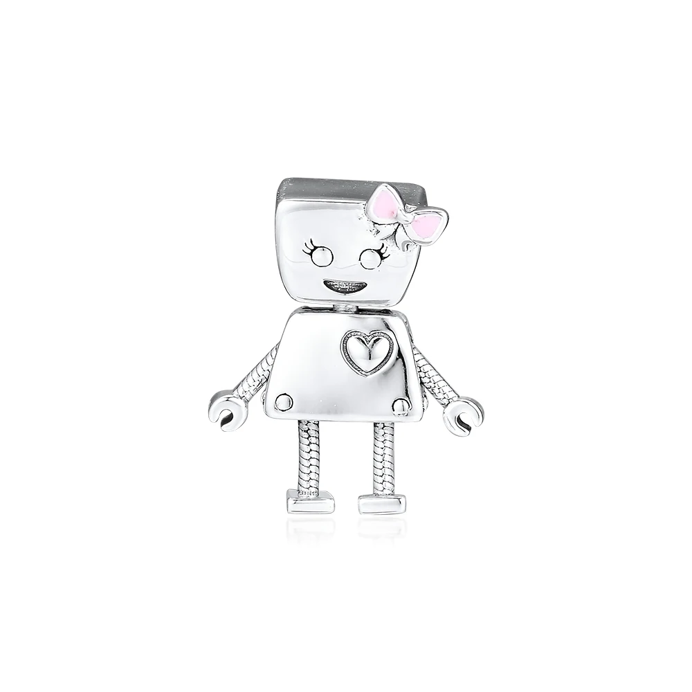 

CKK Silver 925 Jewelry Fits Pandora Bracelets Bella Bot Charm, Pink Enamel Charms Original Sterling Silver Beads