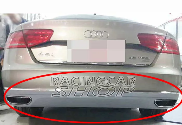 W12 STYLE Rear Diffuser Exhaust Tips Muffler End For Audi A8 Standard Bumper 08-13