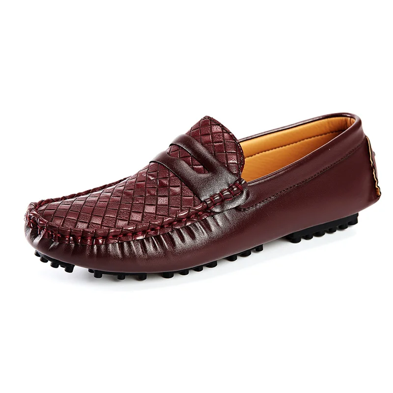 De Couro red Preguiçosos Casuais On Condução Relevo Em Black Sapatos Slip Homens Gommino Flats blue aBwpB