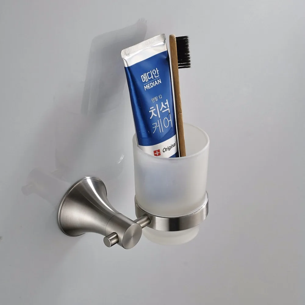YANKSMART Chrome Finish Nickel Brush Stainless Steel Wall Mounted Bathroom Toothbrush Holder Rack Shelf