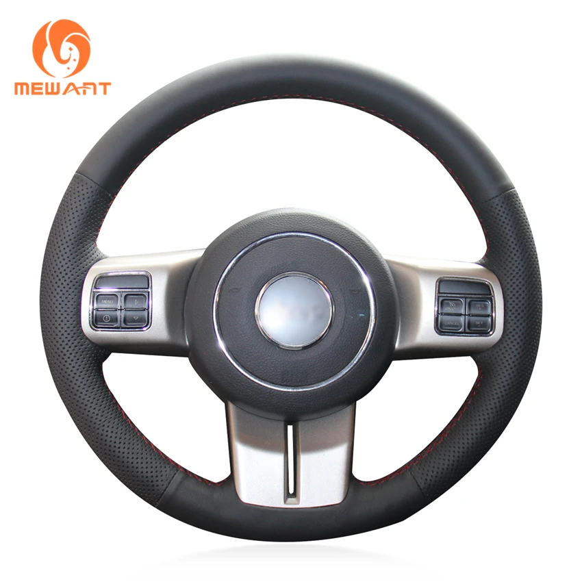 

MEWANT Black Artificial Leather Car Steering Wheel Cover for Jeep Grand Cherokee 2011-2013 Compass Wrangler Patriot 2011-2016
