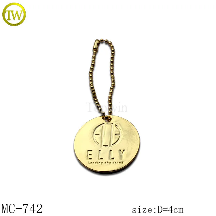 MC742 custom handbag gold metal clasp hang tag metal logo label for