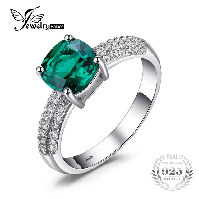jewelrypalace 17 ct cushion cut created emerald wedding bands 925 sterling silver engagement rings for women - Emerald Wedding Rings jewelrypalace 17 ct cushion cut created emerald wedding bands 925 sterling silver engagement rings for women - Emerald Wedding Rings