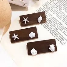 Корейские белые раковины асимметричные серьги для женщин, имитация жемчуга Морская звезда серьги 952 серебряные иглы ювелирные изделия Вечерние