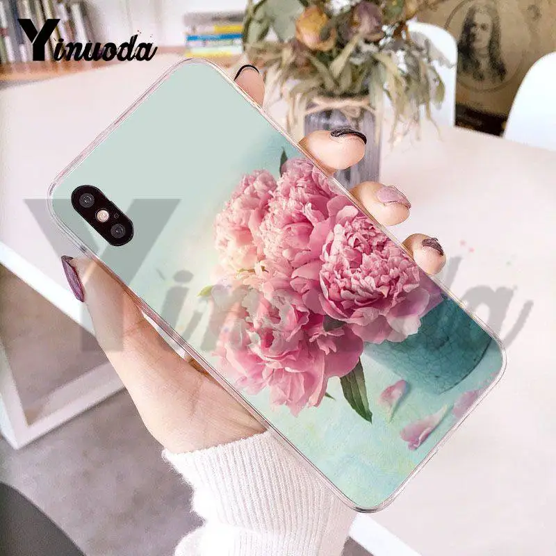 Yinuoda цветок розовый Пионы Пион Coque Shell чехол для телефона для iPhone 8 7 6 6S Plus X 10 5 5S SE 5C XS XR11 11pro 11promax