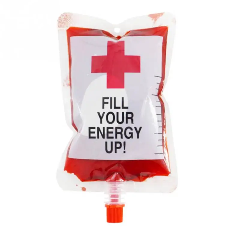

10 pcs 250ml Transparent Clear Medical PVC Material Reusable Blood Energy Drink Bag Halloween Vampire Pouch Props