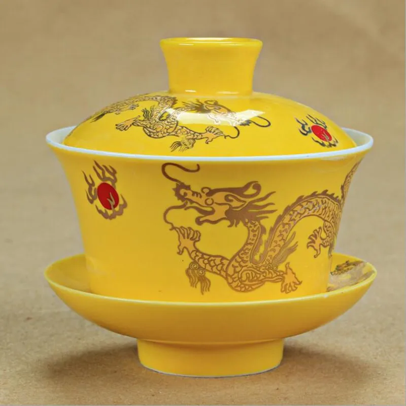 300 мл емкость Дракон и Феникс стиль чайная чаша китайский Tureen KungFu Gaiwan чайная чашка, керамическая миска с крышкой чаша чайное обслуживание