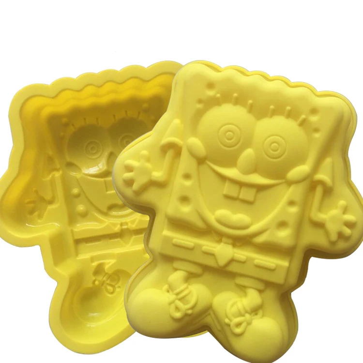 Image DIY 28.5cm Large Spongebob Squarepants Shape Cartoon Silicone Cake Pan Creative Cake Mold Kitchenware DIY Mold E117