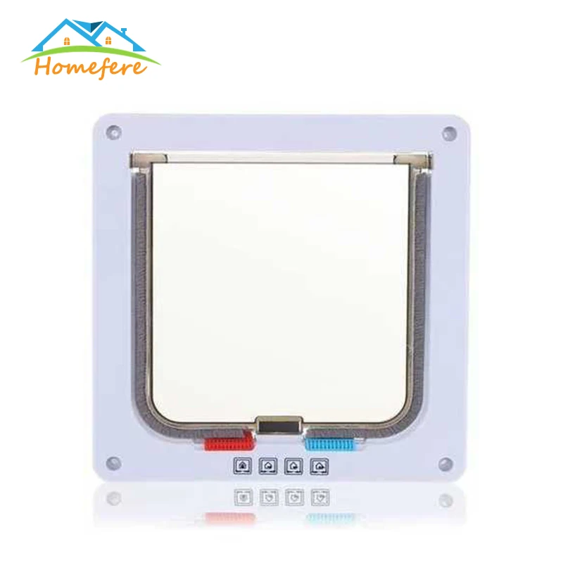 

Dog Cat Kitten Door Security Flap Door ABS Plastic 4 Way Lockable Animal Small Pet Cat Dog Gate Door Kit Cat Door Pet Supplies